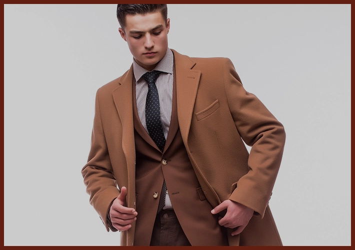 Man in a brown suit and overcoat